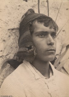 Head and shoulders of young man, Taormina, Sicily, c1890s. Creator: Count Wilhelm von Gloeden.