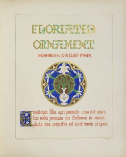 Lilies in a vase and quote from the Bible, 1849. Creator: H C Maguire.