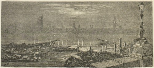 The Houses of Parliament by Night, 1872.  Creator: Stéphane Pannemaker.