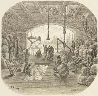 Warehouses by the Thames, 1872.  Creator: Jean Gauchard.