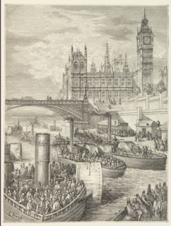 Westminster Stairs - Steamers Leaving, 1872.  Creator: Jean Gauchard.