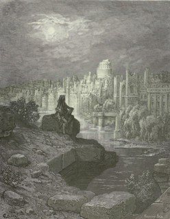 Macaulay's New Zealander contemplating the ruins of London, 1872. Creator: Stéphane Pannemaker.