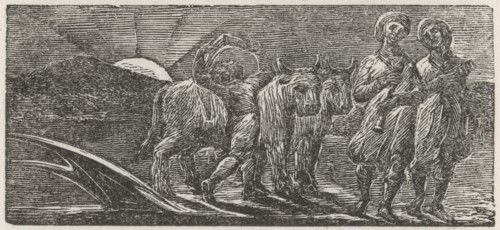 'With Songs the Jovial Hinds Return from Plow', 1821. Creator: William Blake.
