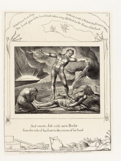 'And smote Job with sore Boils from the sole of his foot to the crown of his head', 1825. Creator: William Blake.