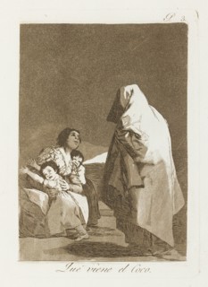 Que viene el coco.; Los Caprichos, pl.3, 1799. Creator: Francisco Goya.