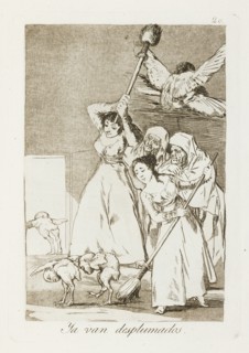 Y van desplumados.; Los Caprichos, pl.20., 1799. Creator: Francisco Goya.