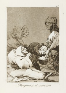 Obsequio á el maestro.; Los Caprichos, pl.47, 1799. Creator: Francisco Goya.