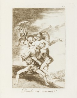 Donde vá mamá?; Los Caprichos, pl.65, 1799. Creator: Francisco Goya.
