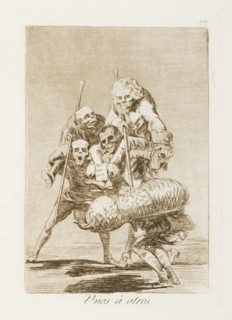 Unos á otros.; Los Caprichos, pl.77, 1799. Creator: Francisco Goya.