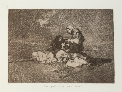 De qué sirve una taza?; Los Desastres de la Guerra, Madrid 1863. Creator: Francisco Goya.