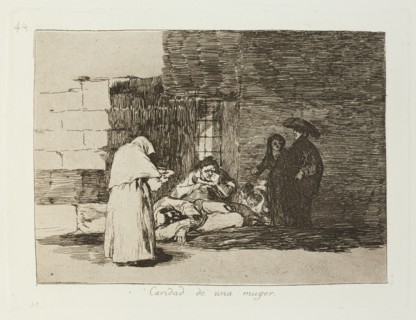 Caridad de una muger.; Los Desastres de la Guerra, Madrid 1863. Creator: Francisco Goya.