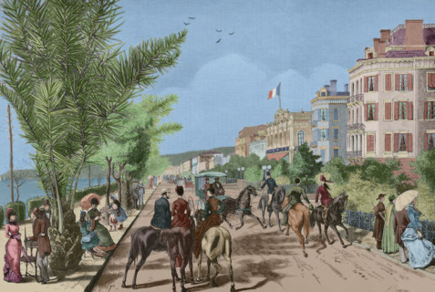 The Promenade des Anglais, meeting point of the European aristocratic society...Nice, France, 1881.  Creator: Arturo Carretero y Sánchez.