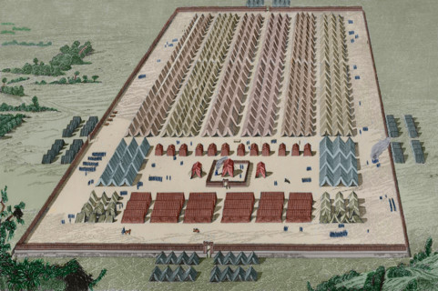 A Roman camp at the time of the Roman invasion of Spain, 1852.  Creator: Antonio Roca Sallent.