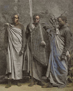 Delegation from Africa sent to England by King Muteesa I of Buganda in 1879.  Creator: Andre & Sleigh.