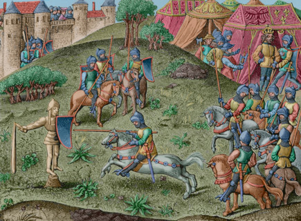 Exercise of quintain, mid 15th century, (1877).  Creators: Unknown, Jules Jean Marie Joseph Huyot.