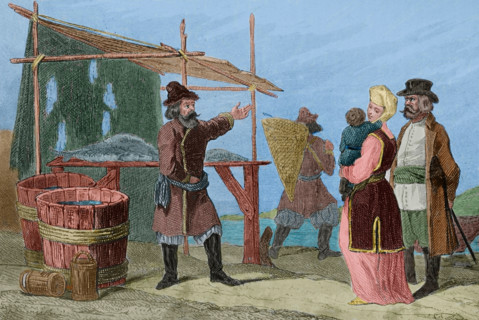 Fishermen of the Volga river, Russia, 1839. Creator: Augustin François Lemaitre.