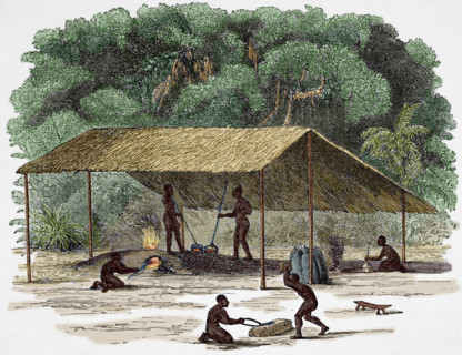 A forge and smithy at Wane Kirumbu, Uregga, Central Africa, c1887. Creator: Unknown.