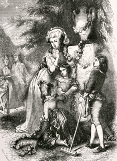 Marie Antoinette and her children at Trianon, 1868.  Creator: Tony Johannot.