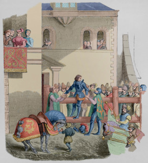 Degradation of a knight, 1877. After a woodcut attributed to Jost Amman in 1565.  Creator: Unknown.