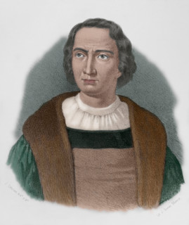 Christopher Columbus, (1451-1506), Navigator, cartographer and admiral, 1867. Creator: Jose Cebrian.