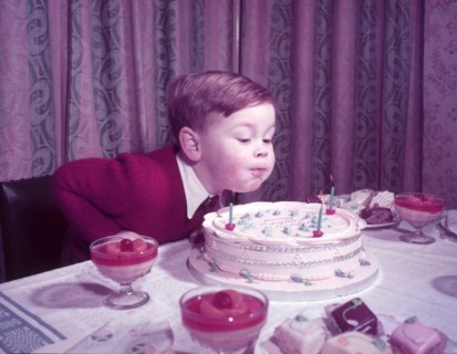 David Clark with birthday cake, c1955. Creator: Arthur Charles Kirby Ware.