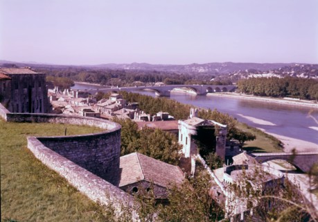 The Rhone and the city walls, Avignon, France, c1955.  Creator: Arthur Charles Kirby Ware.