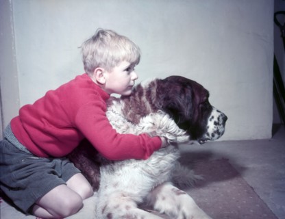 Boy with St Bernard, c1955. Creator: Arthur Charles Kirby Ware.