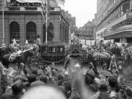The Queen Mother in the Irish State Coach, London, 2 June 1953. Creator: Arthur Charles Kirby Ware.