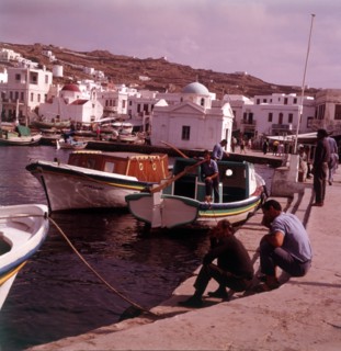 Waterfront and harbour, island of Mykonos, Greece, c1955.  Creator: Arthur Charles Kirby Ware.