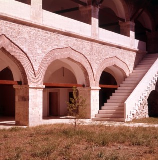 Courtyard of the Öküz Mehmed Pasha Caravanserai, Kusadasi, Turkey, c1955. Creator: Arthur Charles Kirby Ware.