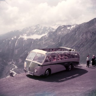 Motor coach on the Furka Pass, Switzerland, c1955.  Creator: Arthur Charles Kirby Ware.