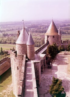 Battlements, Carcassonne, France, c1955. Creator: Arthur Charles Kirby Ware.