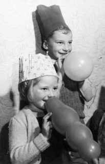 Children with balloons, c1955. Creator: Arthur Charles Kirby Ware.
