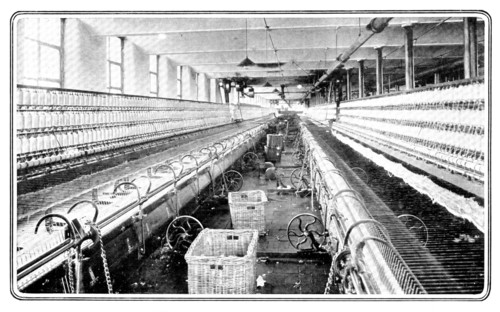 One of the mule-spinning rooms, driven by electricity, Brunswick Mill, Ancoats, 1909. Creator: Unknown.