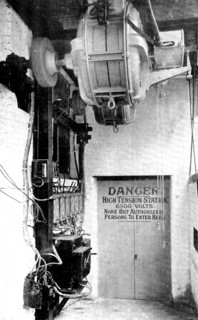 The mule-room and ring-frame motors: the high-tension chamber at the Brunswick Mill, Ancoats, 1909.  Creator: Unknown.