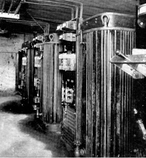 The power-house: inside the high-tension chamber at the Brunswick Mill, Ancoats, 1909.  Creator: Unknown.