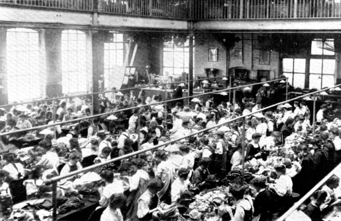 A few of seven hundred skilled work-people: a busy scene in one of the work-rooms, 1909. Creator: Unknown.