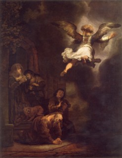 'The Angel Departing from the Family of Tobias', 1637, (1967). Creator: Rembrandt Harmensz van Rijn.
