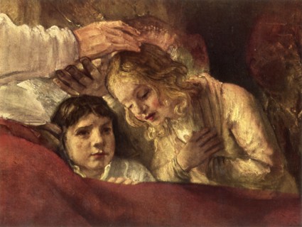 'Jacob Blessing the Sons of Joseph', (detail), 1656, (1967).  Creator: Rembrandt Harmensz van Rijn.