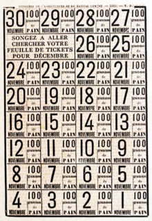 Tickets de rationnement de la 1ère Guerre Mondiale