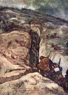 première guerre mondiale. Sur le front d'Artois, une relève dans un BoyauSoldats français dans une
