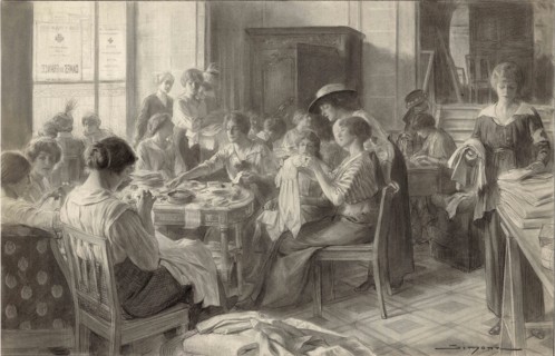 Les nouveaux après-midi de la parisienne : la confection de layettes pour les bébés des combattants