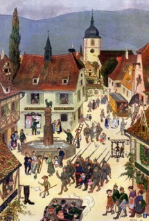 Première Guerre Mondiale : Alsace - Hansi - Deux images dédiées par Hansi - 
Un village d'Alsace -