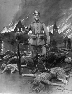 Dessin de propagande française contre l'armée allemande en 1914