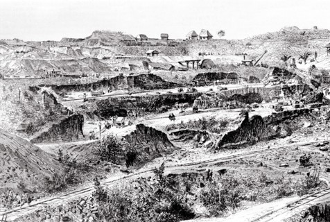 Percement de l'Isthme de Panama par la France : Septembre 1884, aspect général des travaux, un