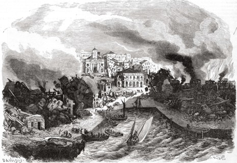Catastrophe. Tremblement de terre aux Antilles, le 8 février 1843. La destruction de