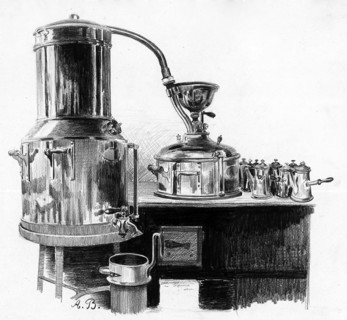 Les magasins du Bon Marché en 1889: le percolateur utilisé pour la préparation du café des employés