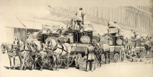 Les magasins du Bon Marche en 1889. 

Dessin d'Adolphe Binet paru dans L'Illustration du 10 aout