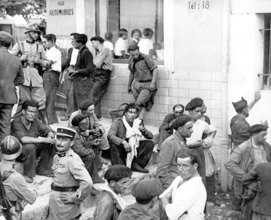Réfugiés espagnols à la frontière française, en août 1936