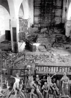 Eglise de Maqueda en ruines, pendant la Guerre d'Espagne